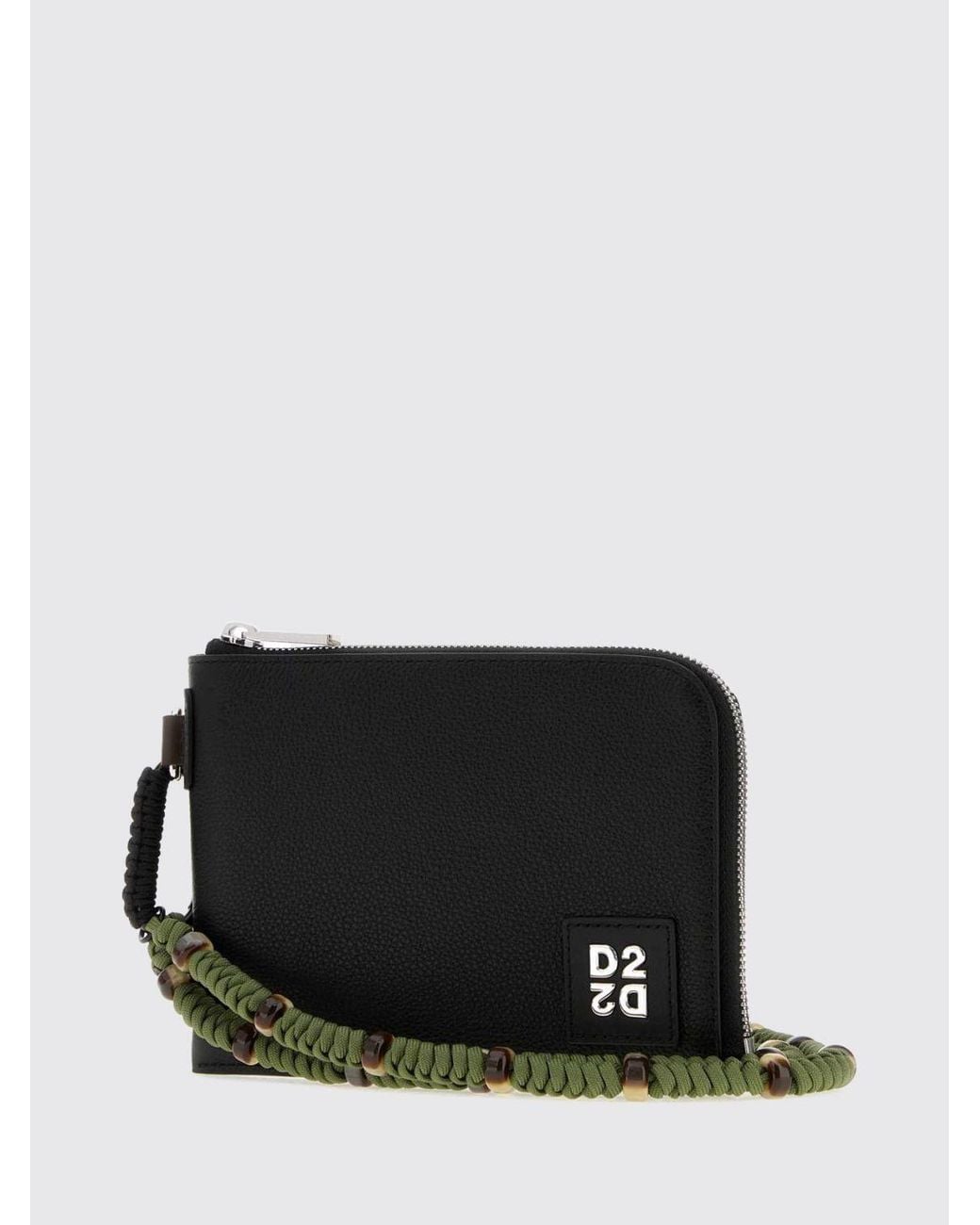 DSquared² Upside Down Dokumentenmappe Aus Leder Mit Gesticktem Logo Und Reißverschluss in Black für Herren