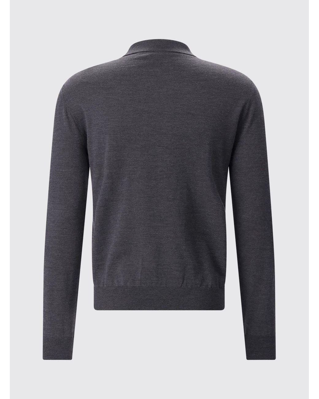 Valentino Garavani Blue Slim Fit Virgin Wool Long-Sleeved Polo Shirt for men