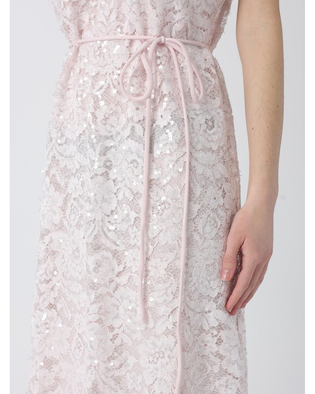 Twinset White Lace Midi Dress With Sequins