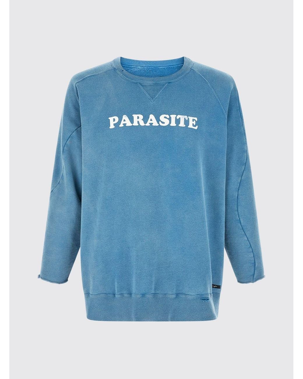 Undercover Blue Relaxed Fit Cotton Crewneck Jumper With Slogan Print for men