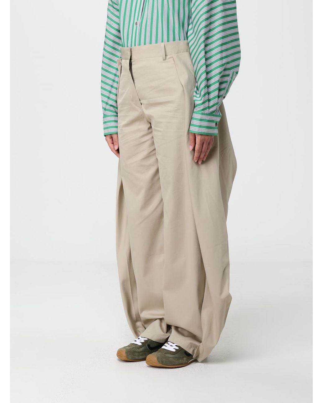 Loewe Natural High-Waisted Draped Wide-Leg Trousers