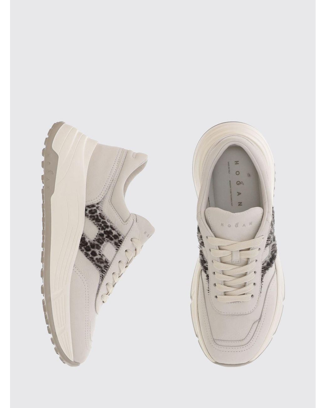 Hogan Natural Hi-Fi Nubuck And Pony-Effect Leather Sneakers With Animal Print And Chunky Sole