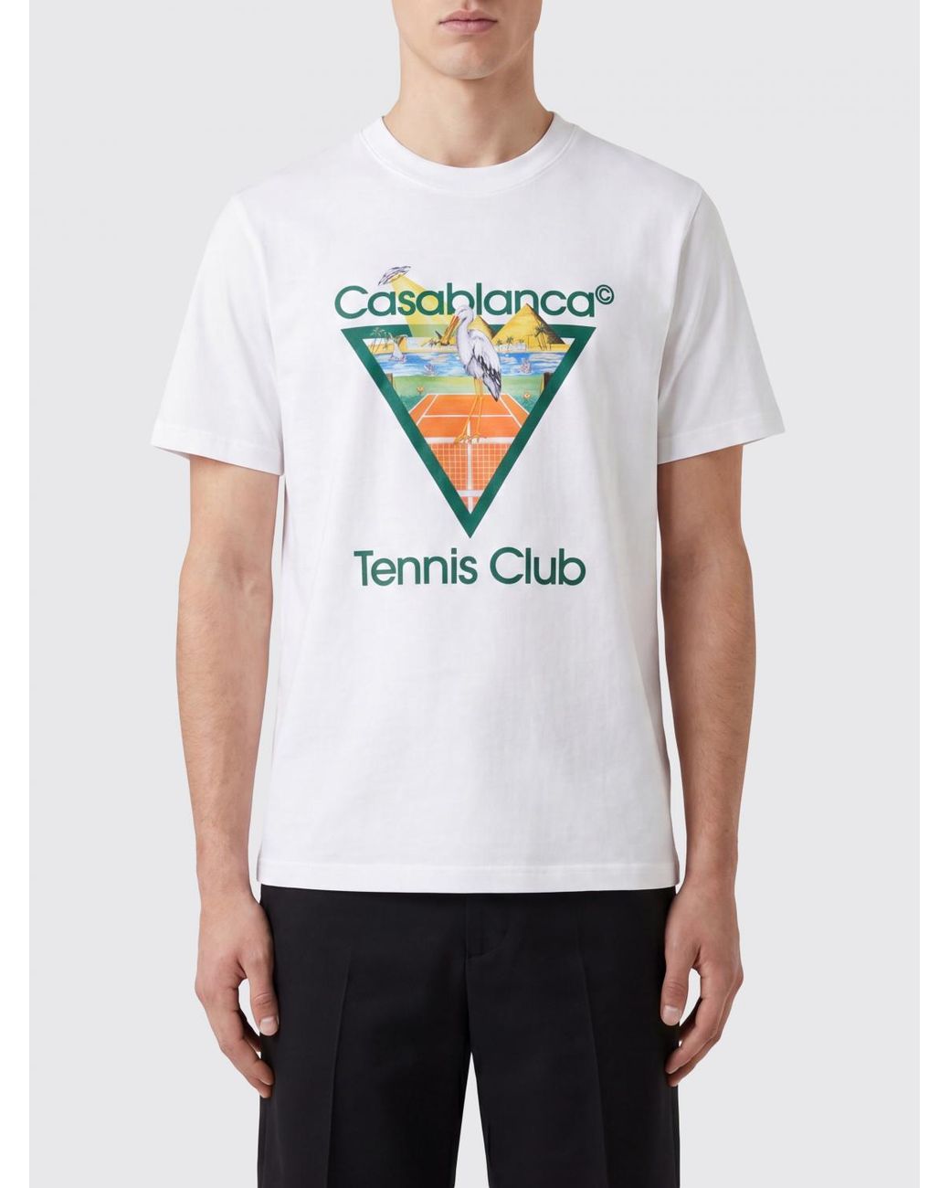 Casablanca White Organic Cotton Crew Neck T-Shirt With Logo Print for men
