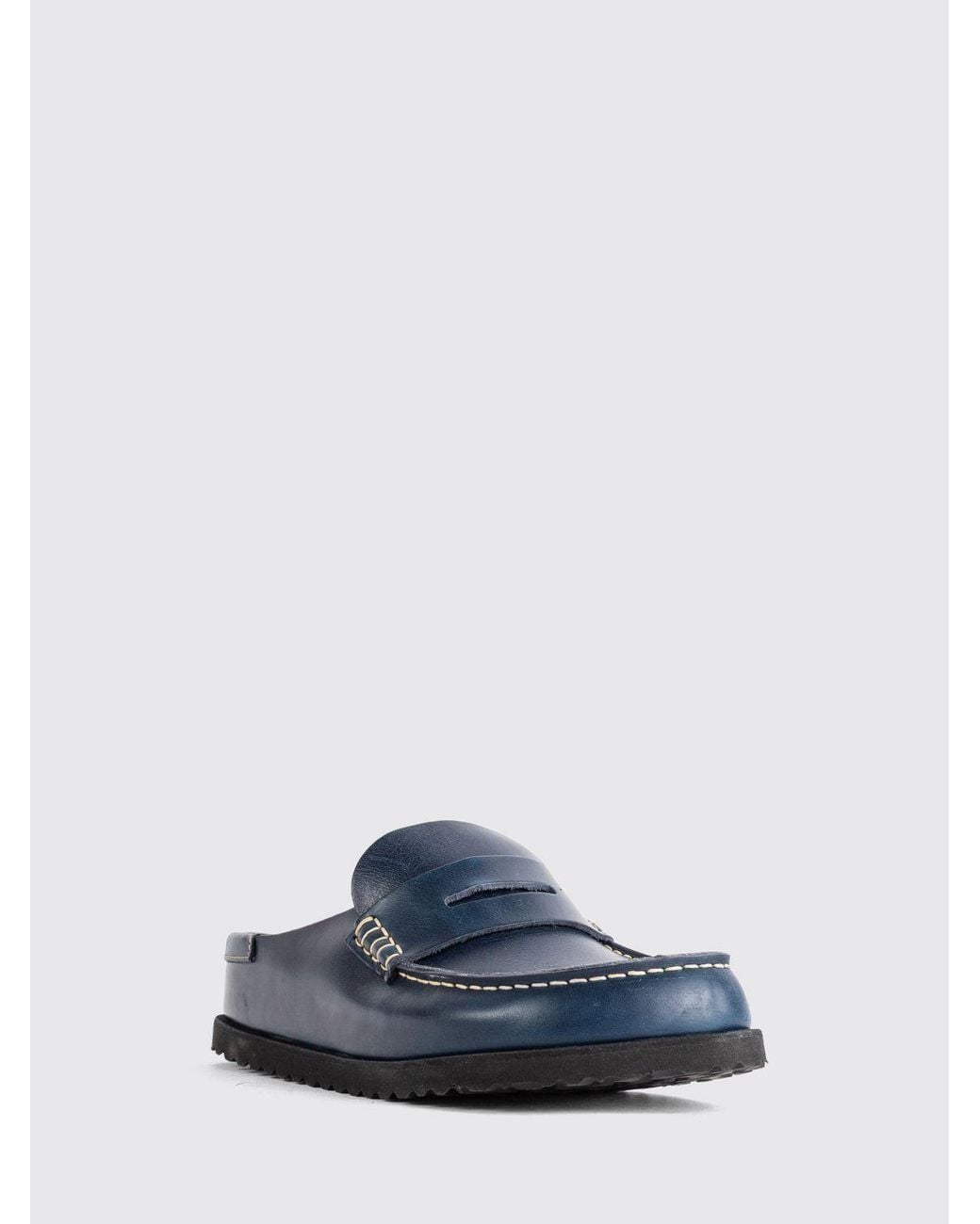 Birkenstock Blue 1774 Naples Smooth Leather Low-Heeled Mules