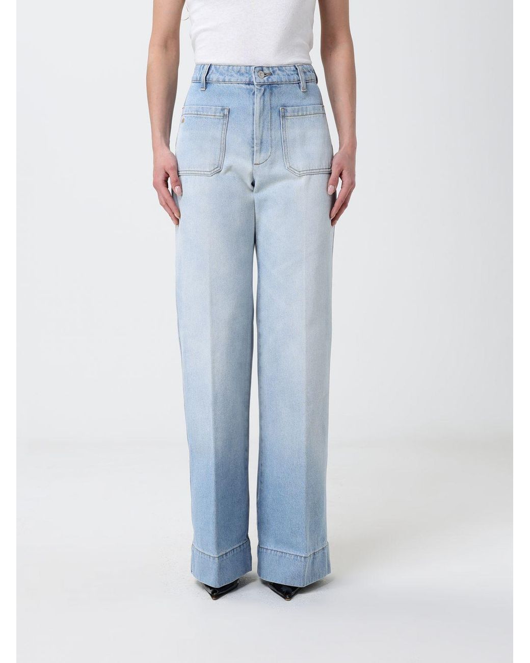 Victoria Beckham Blue Palazzo Denim Jeans