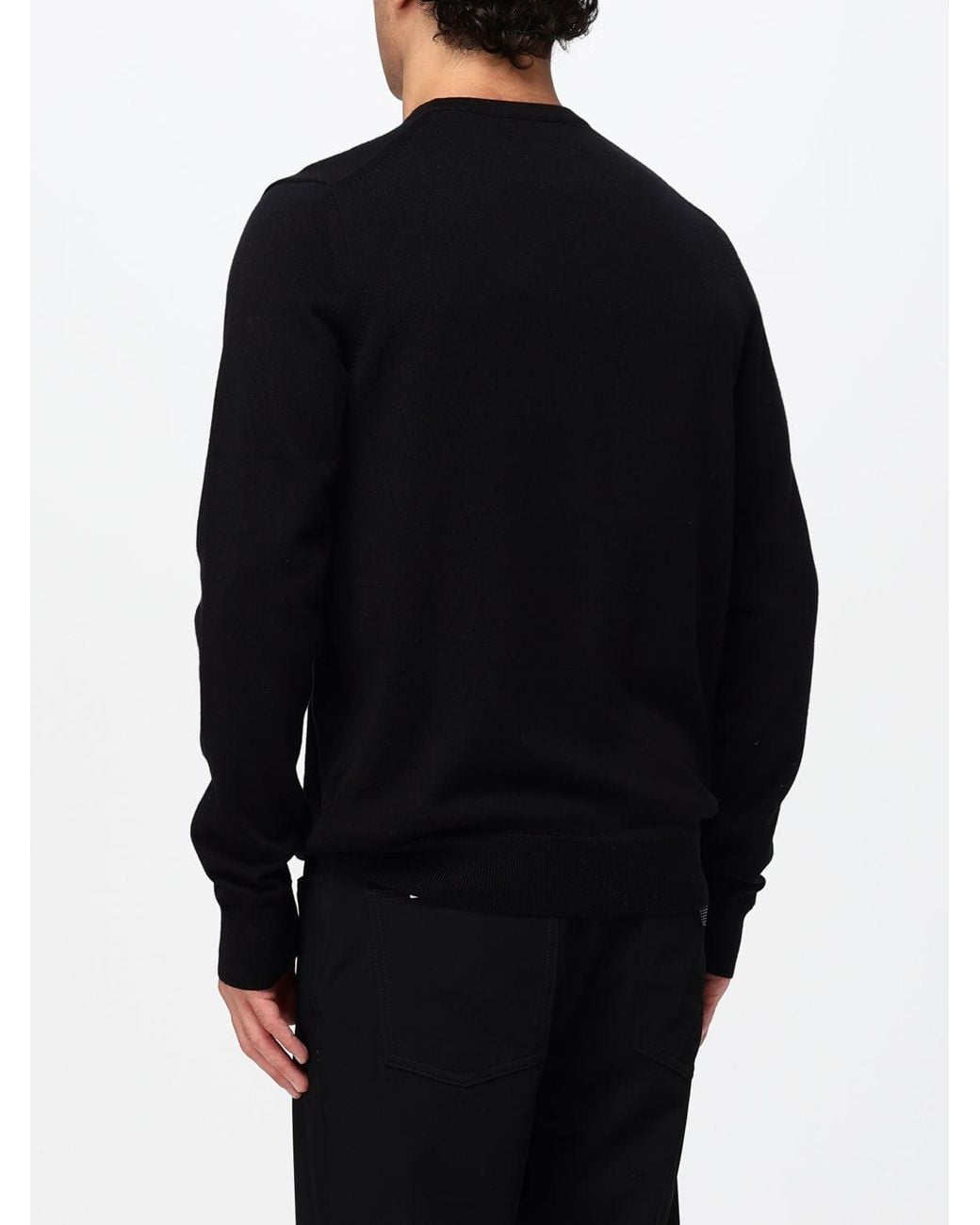 Fred Perry Black Crewneck Wool Blend Jumper With Ribbed Trims And Embroidered Logo for men