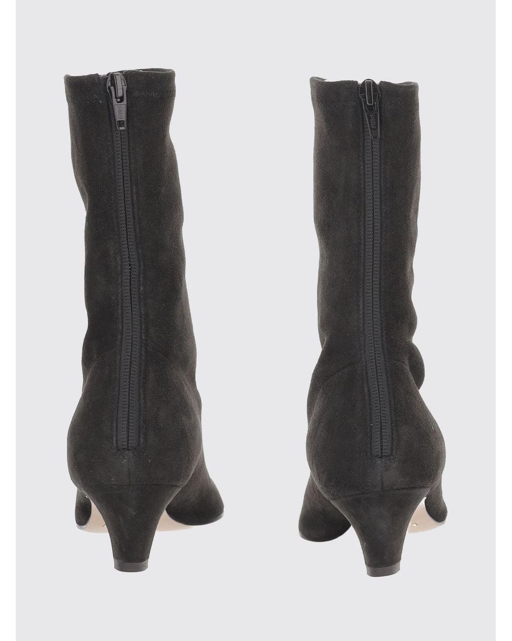 Khaite Black Arizona Suede Ankle Boots With Low Stiletto Heel