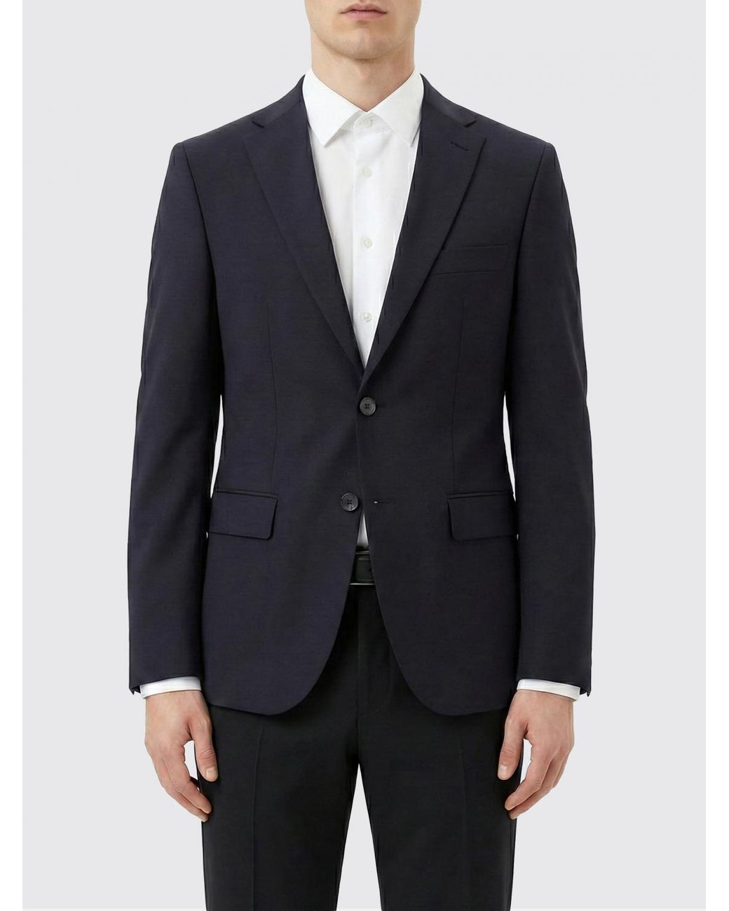 Boss Blue Single-Breasted Virgin Wool Blend Blazer for men