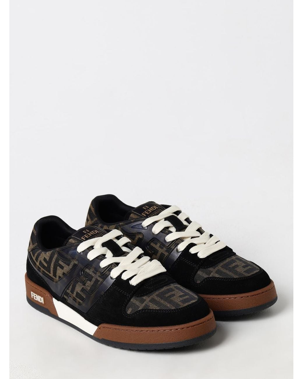 Fendi Match Sneakers Aus Leder Und Mesh Mit Ff Jacquard Monogramm in Black für Herren