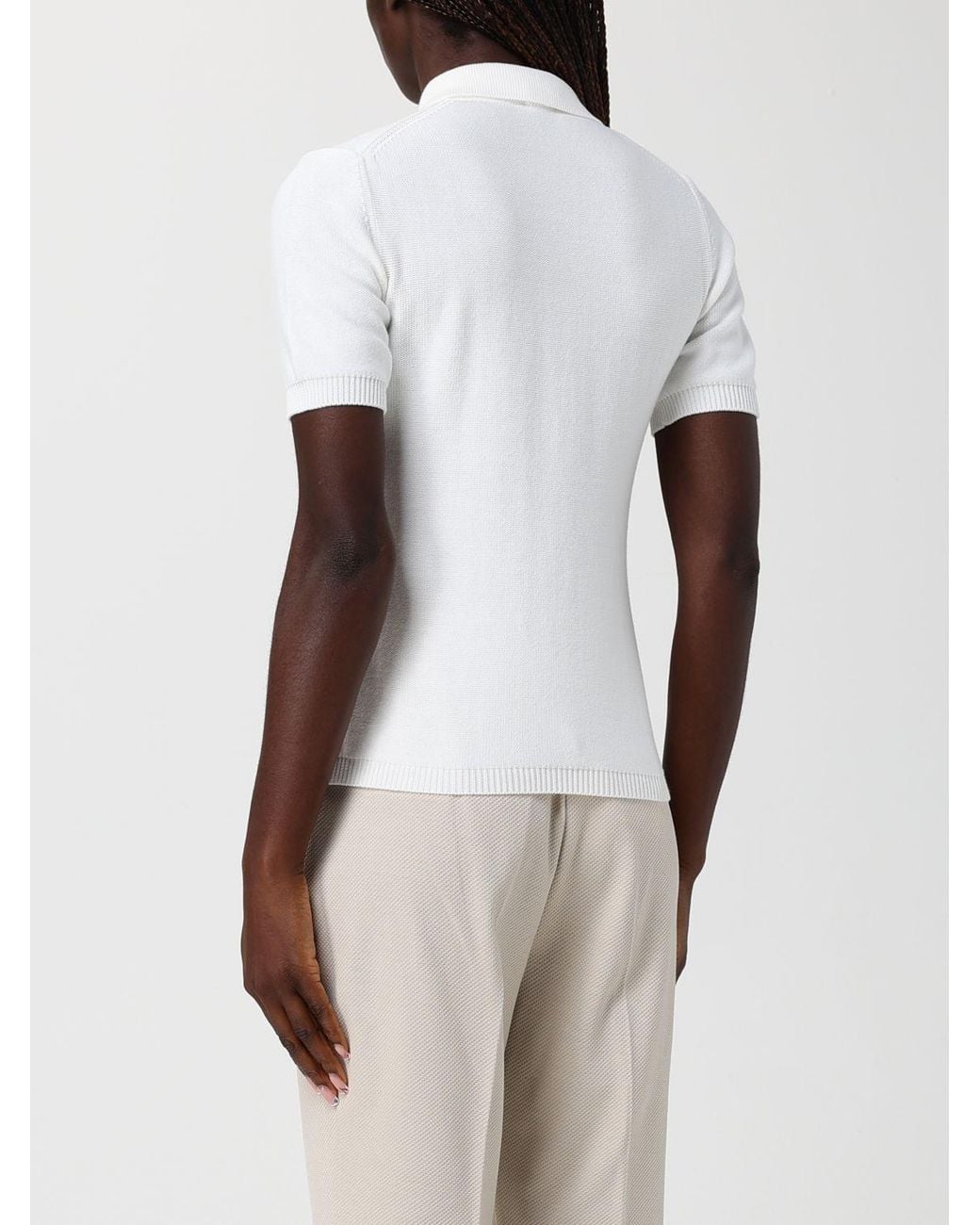 Polo De Punto De Algodón Max Mara de color White