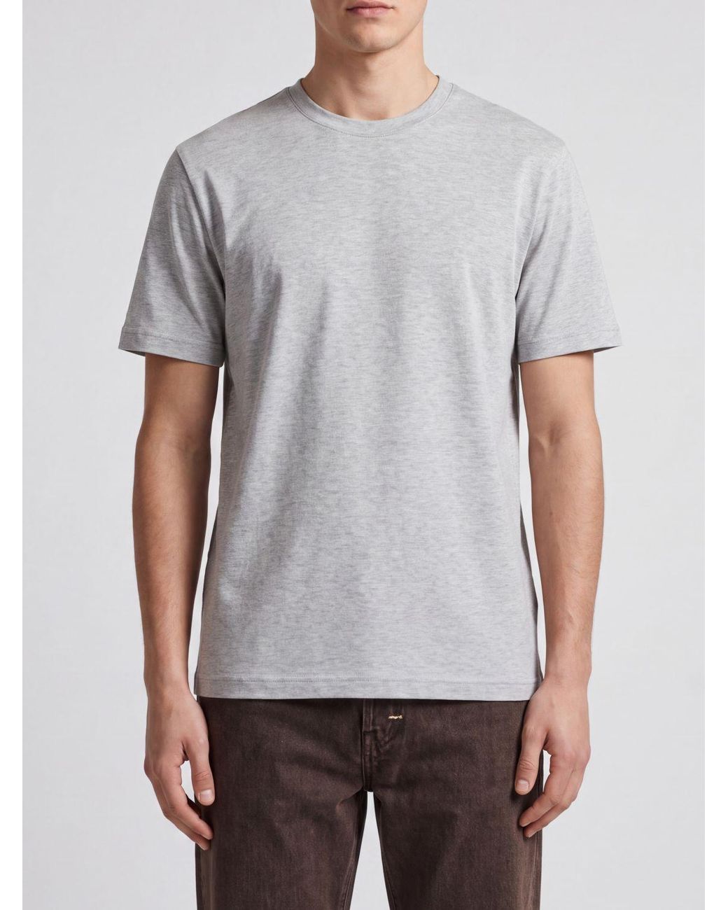 Eleventy Gray Basic Design Short-Sleeve Cotton Crew-Neck T-Shirt for men