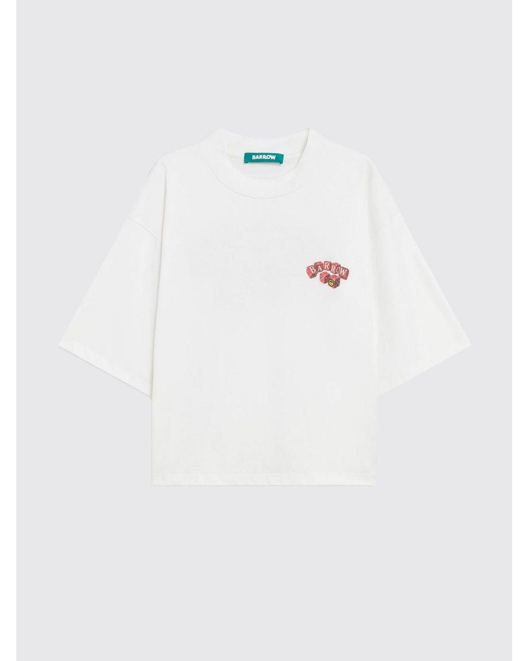 Barrow White Relaxed Fit Cotton T-Shirt With Contrasting Logo for men