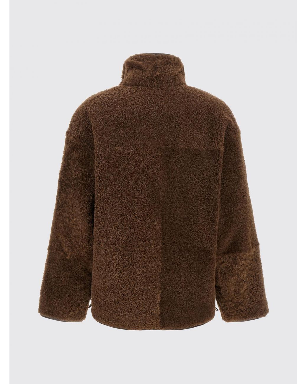 Brunello Cucinelli Brown Reversible Shearling Jacket With High Neck And Zip Fastening
