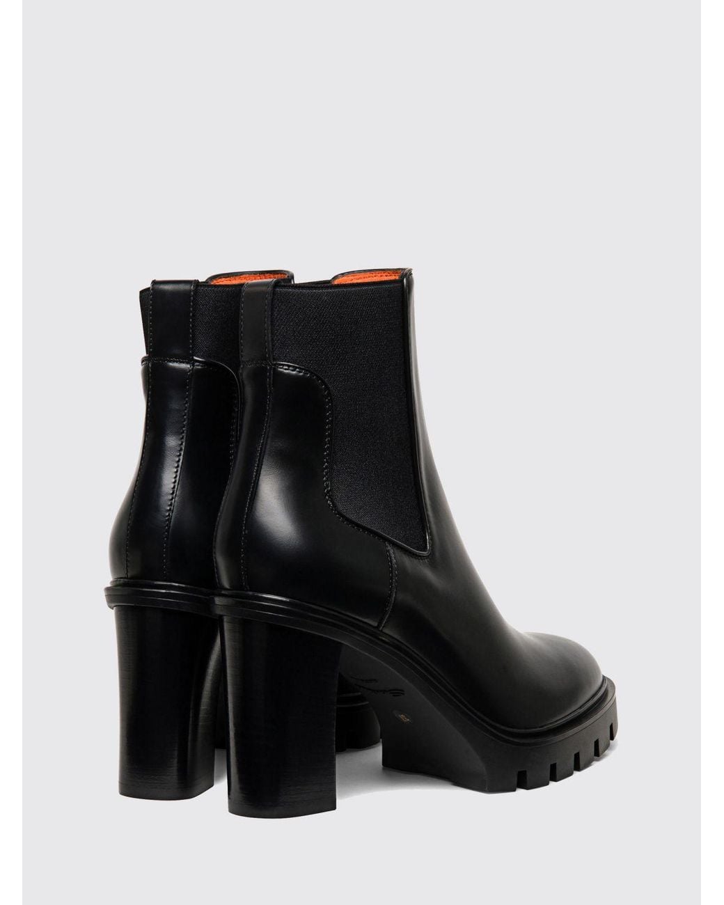 Santoni Black Flat Ankle Boot