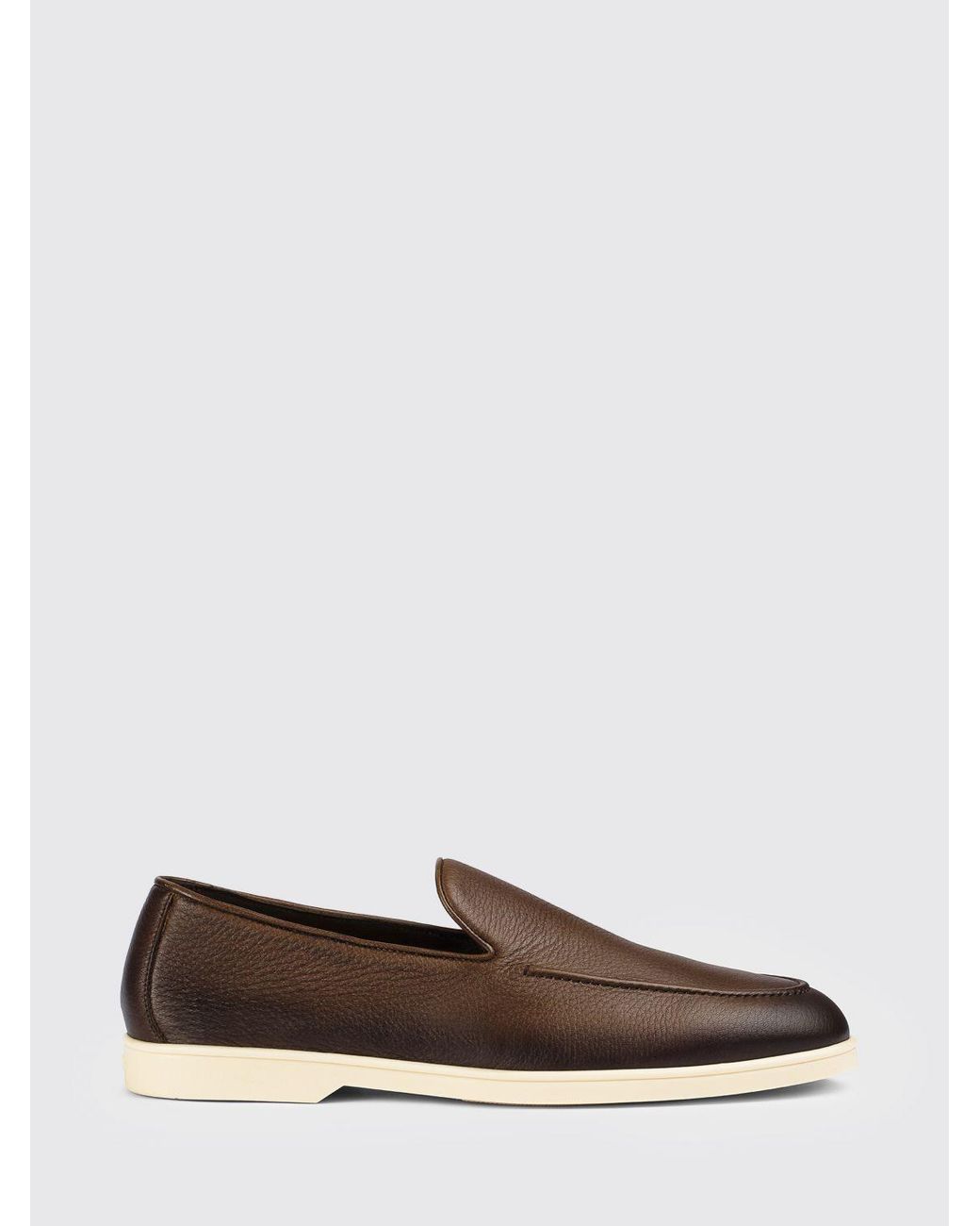 Doucal's White Grain Leather Loafer for men