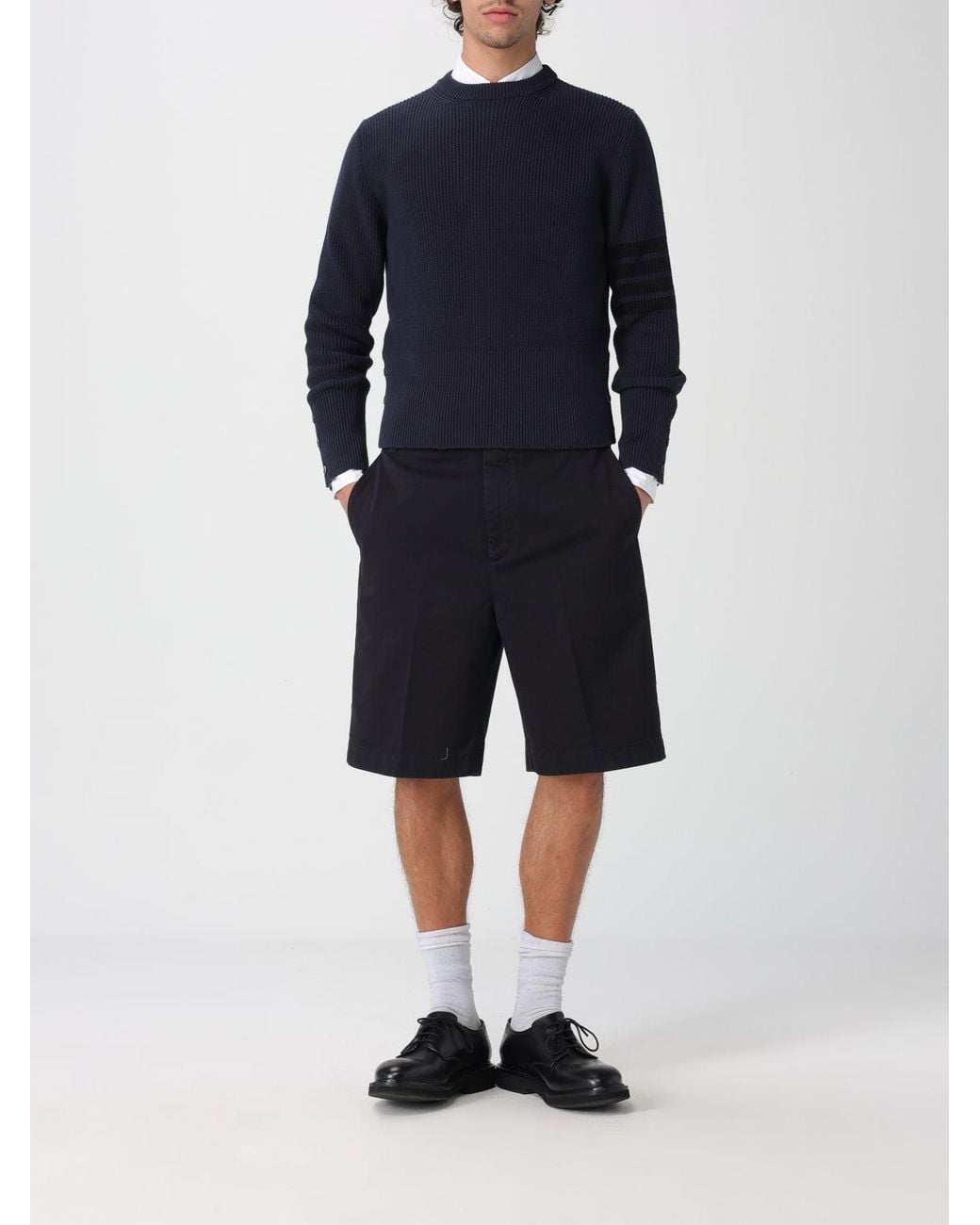 Thom Browne Blue Cotton Blend Chino Shorts for men