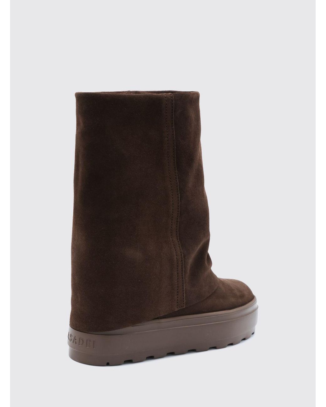 Casadei Brown Suede Knee-High Boots With High Wedge Heel