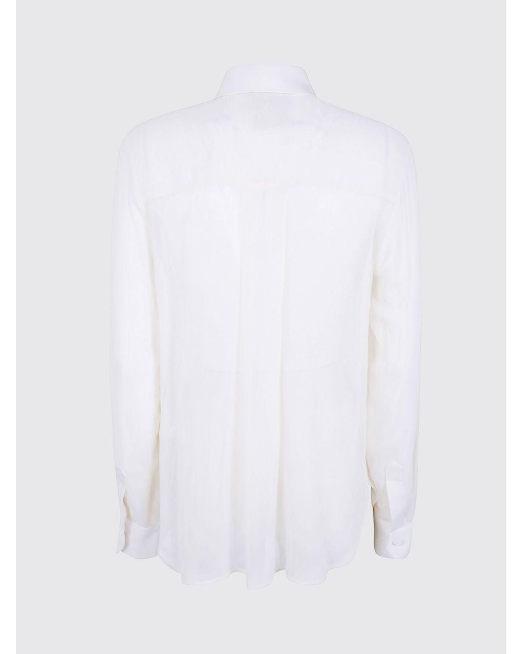 Semicouture White Silk And Acetate Blend Slim Fit Shirt With Classic Collar