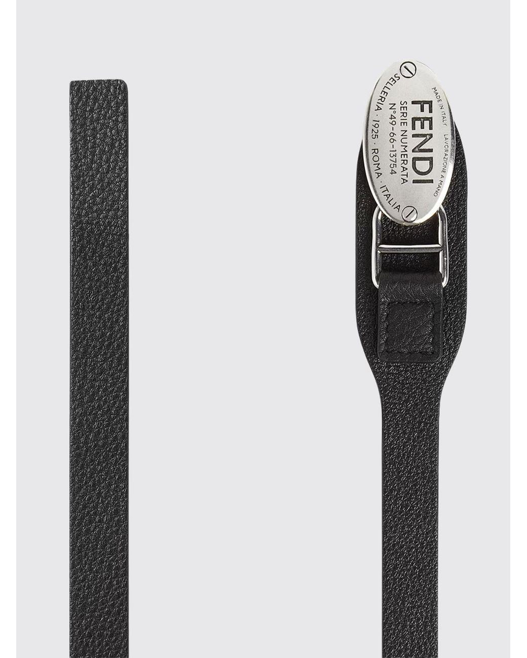 Fendi Selleria-Gürtel Aus Gehämmertem Leder Mit Logoschnalle Von in White für Herren