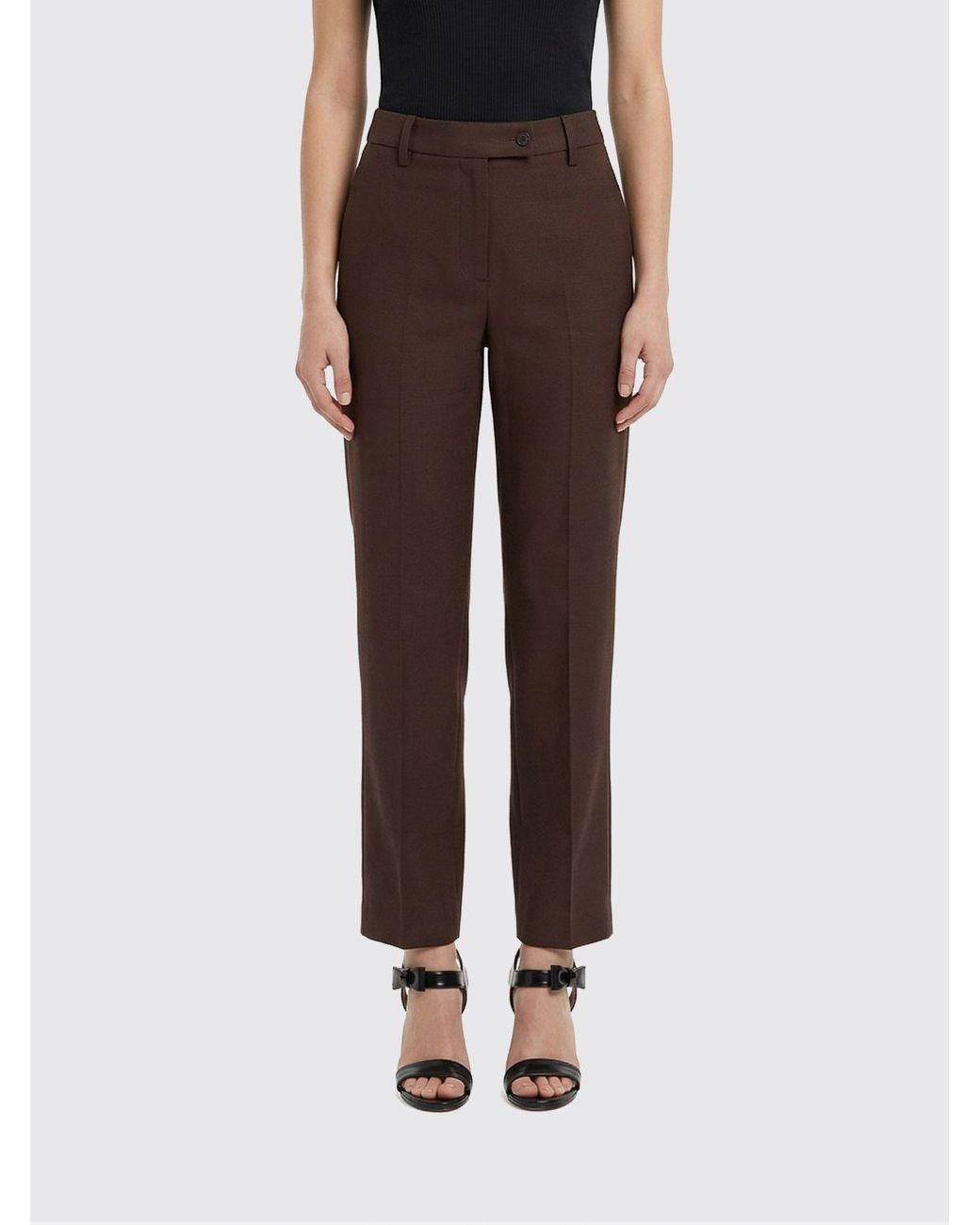PT Torino Brown Classic Linen And Cotton Blend Trousers