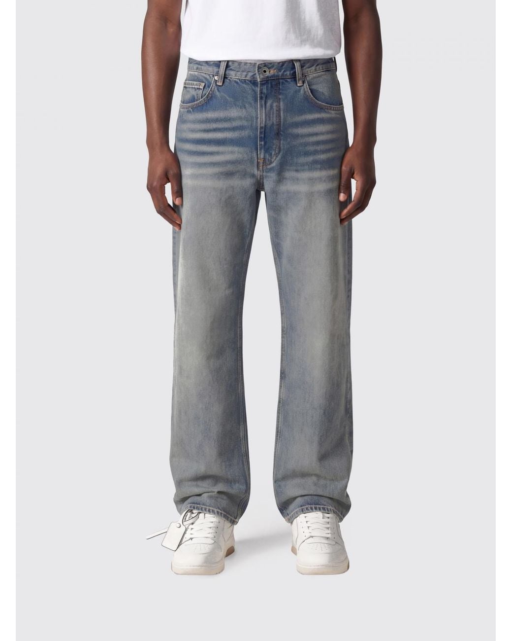 Off-White c/o Virgil Abloh Blue Mid-Rise Straight Cotton Denim Jeans With Arrow Logo for men