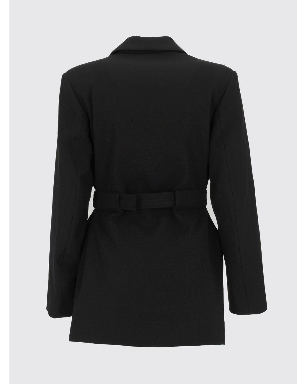Ganni Black Single-Breasted Cropped Polyester Blazer With Waist Belt