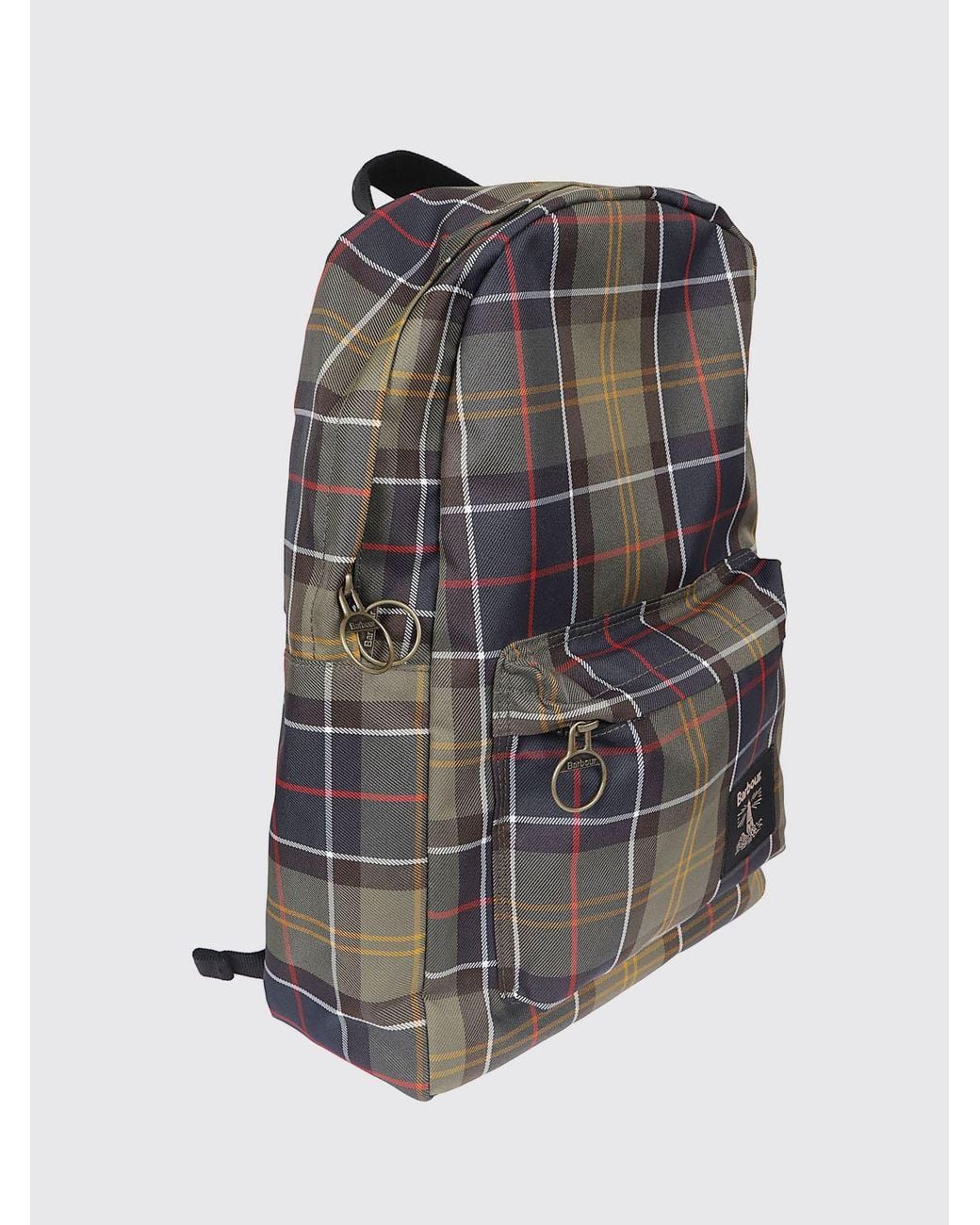 Barbour Gray Torridon Nylon Backpack With Front Pocket And Tartan Details for men