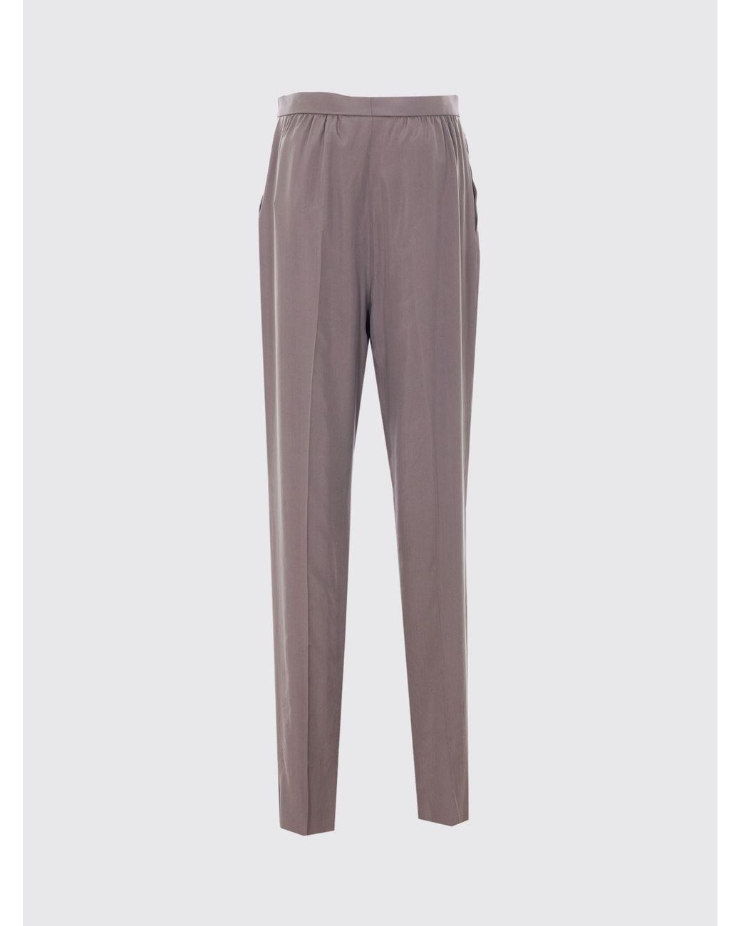 Saint Laurent Gray Silk Tailored Trousers