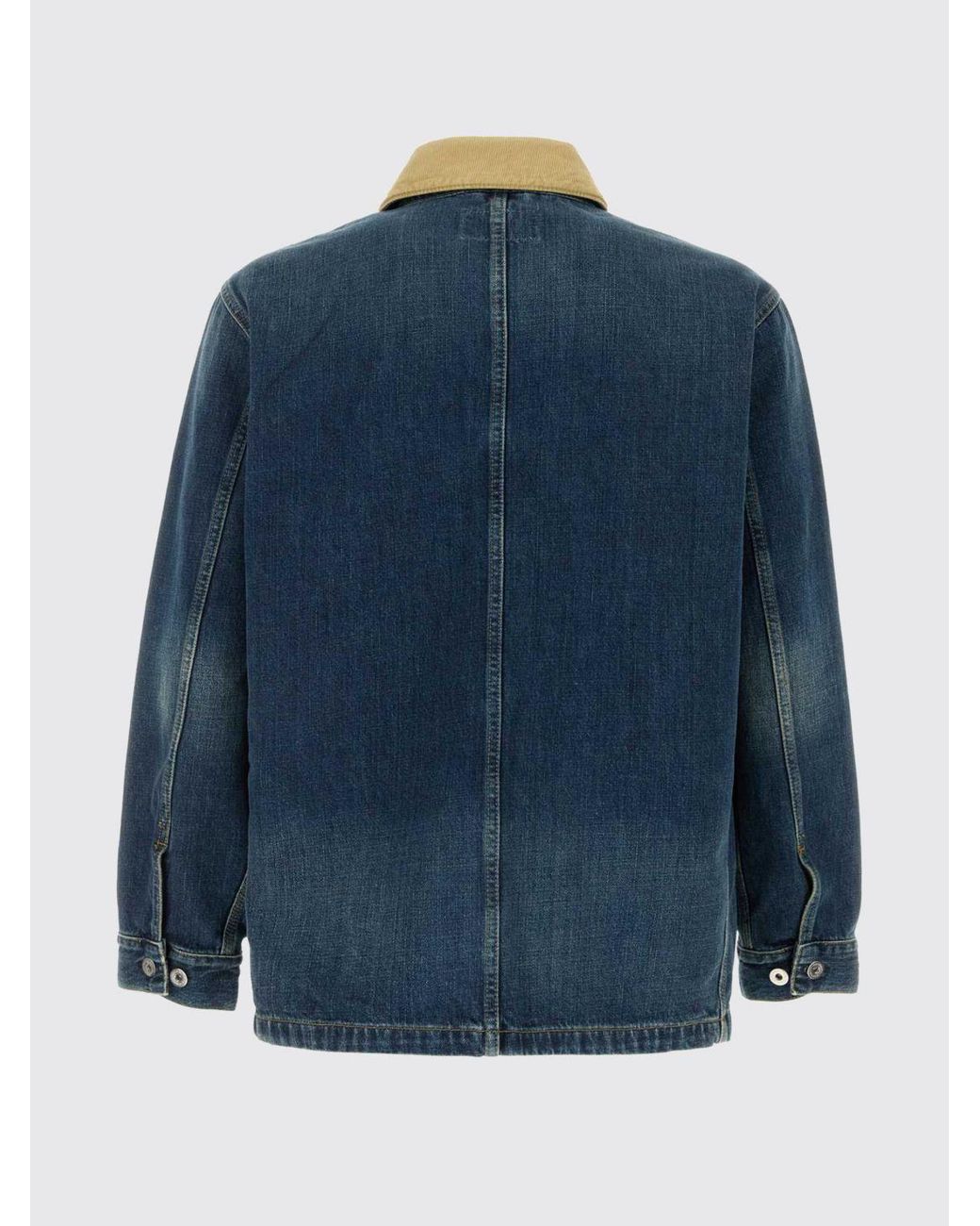 Carhartt Blue Cotton Denim Jacket With Velvet Ribbed Collar for men