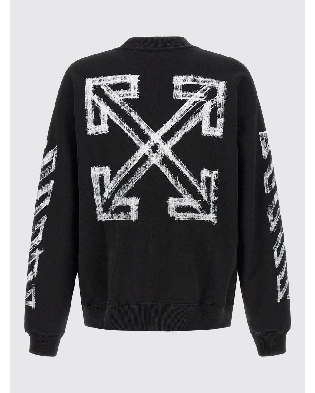 Off-White c/o Virgil Abloh Black Diagonals Print Cotton Crewneck Sweatshirt With Back Arrow Logo for men