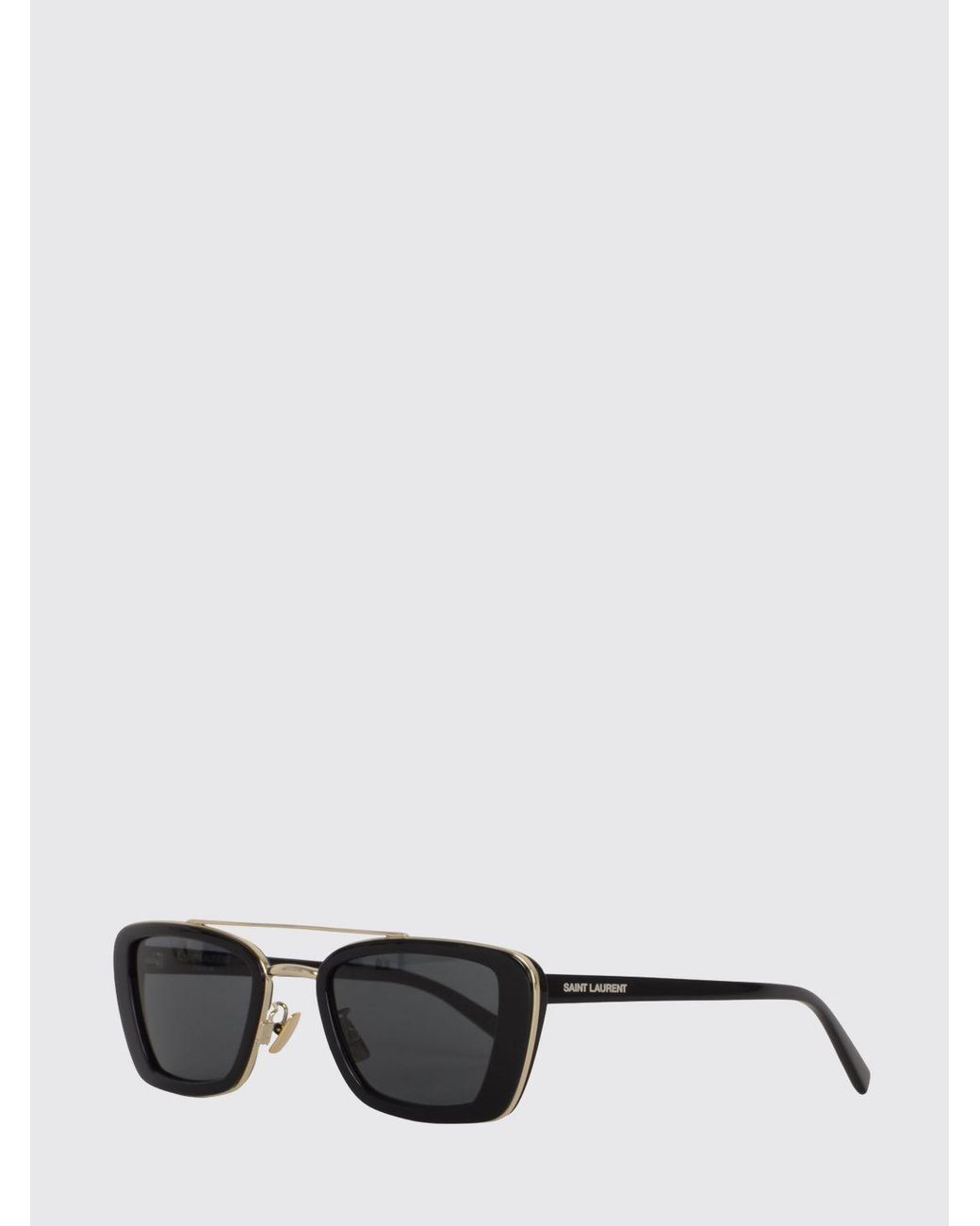 Saint Laurent White Tortoiseshell Cat-Eye Sunglasses With Metal Double Bridge for men