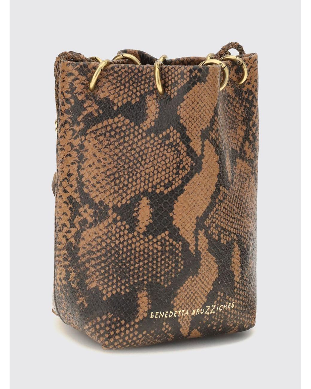 Benedetta Bruzziches Brown Doudou Python Print Mini Bucket Bag