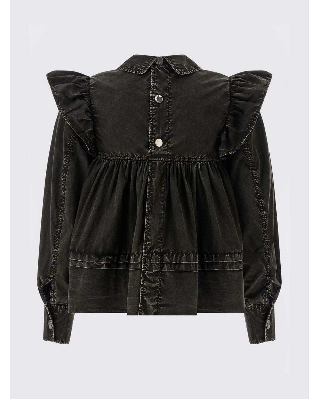 Ganni Black Organic Cotton Denim Blouse