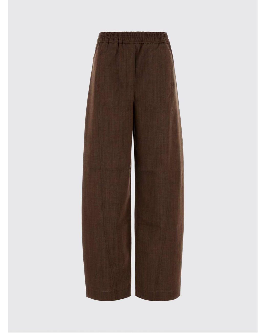 Ganni Brown Wool Wide Leg Trousers