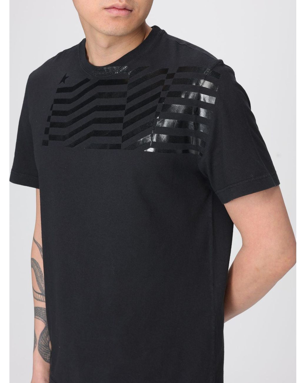 Golden Goose Deluxe Brand Black Printed Cotton T-Shirt for men
