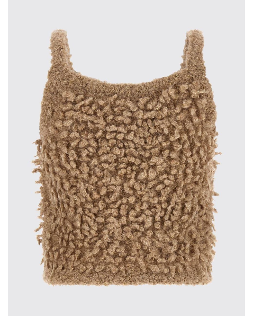 Peserico Brown Slim Fit Off-The-Shoulder Knit Top