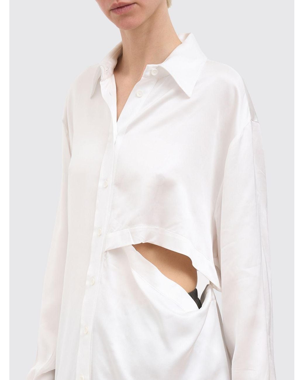 Andrea Ya'aqov White Viscose Cut-Out Shirt