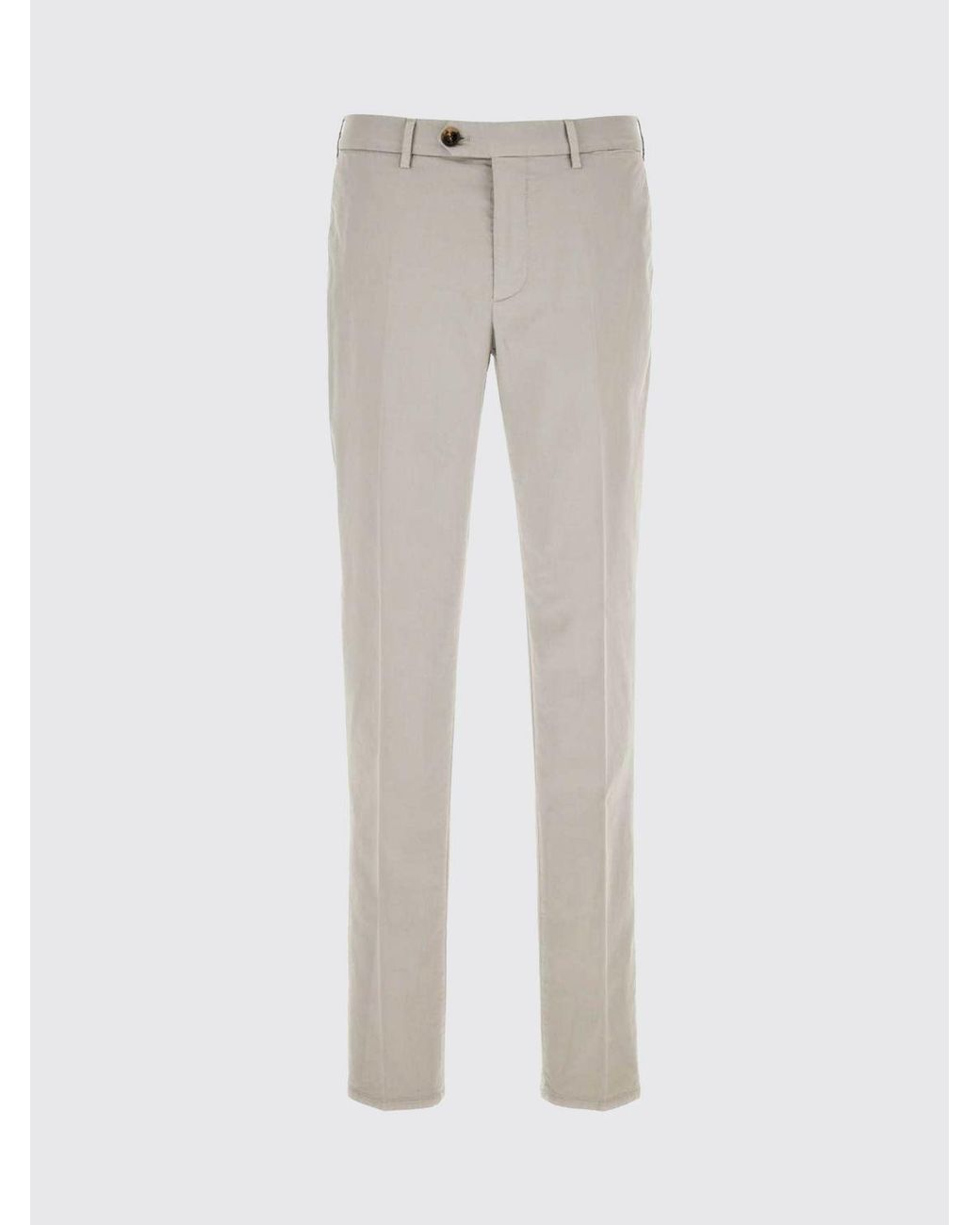 Brunello Cucinelli Gray Slim Fit Stretch Cotton Chino Trousers With Pleats for men