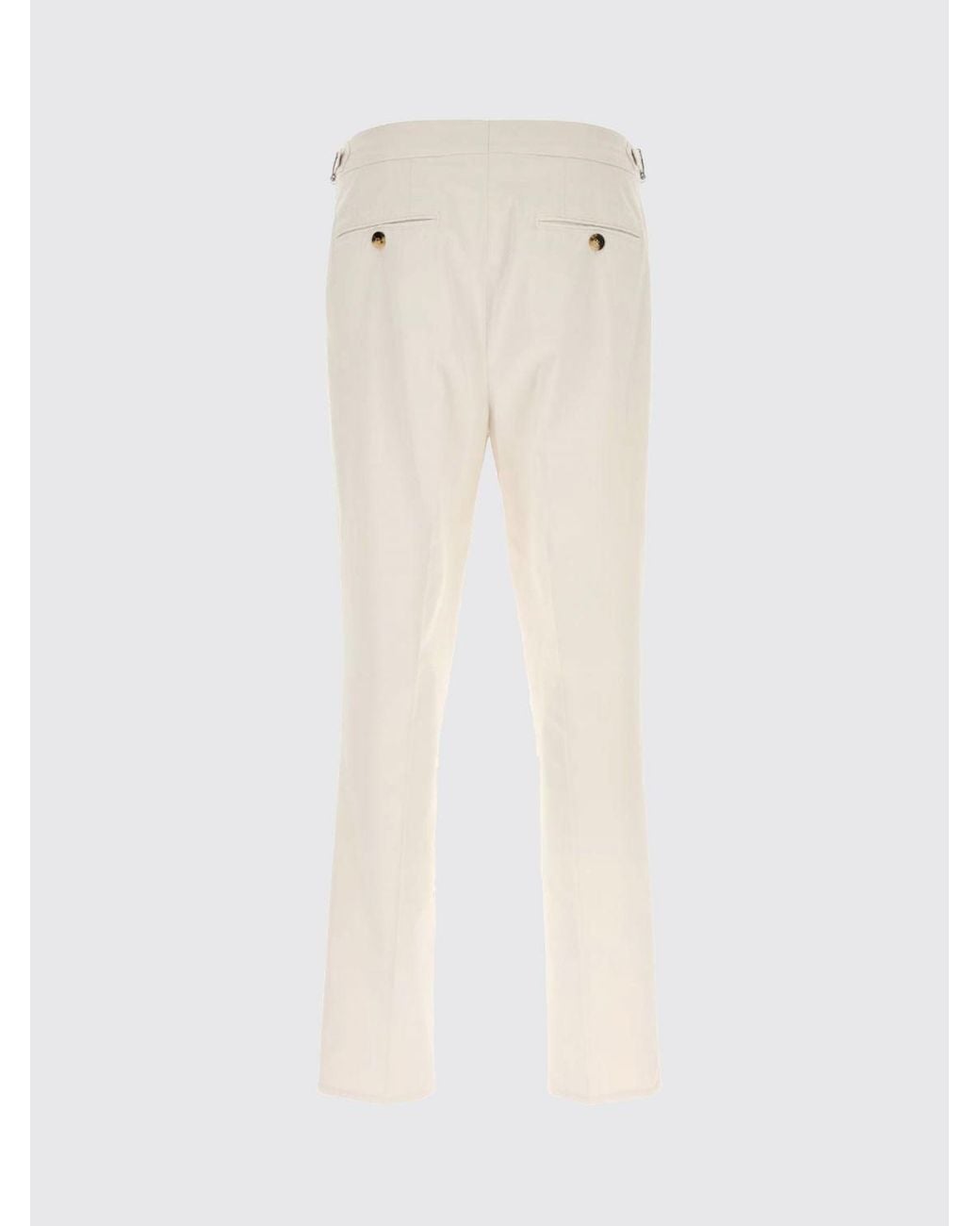 Brunello Cucinelli Pink Pleated Slim Fit Cotton Chino Trousers for men