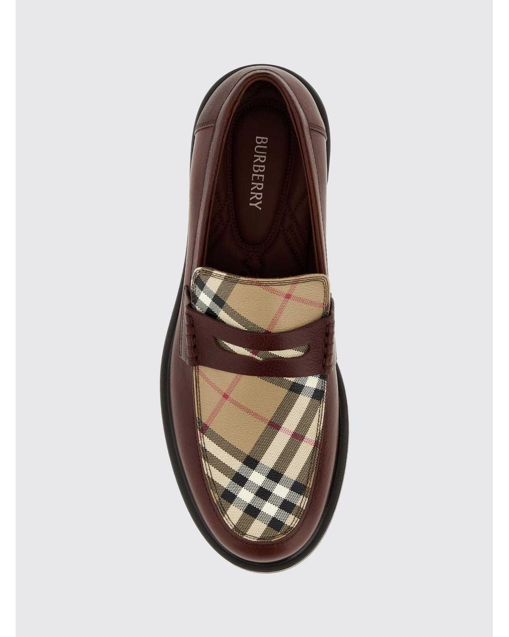 Burberry Brown Pembroke Vintage Check Leather And Cotton Penny Loafers for men