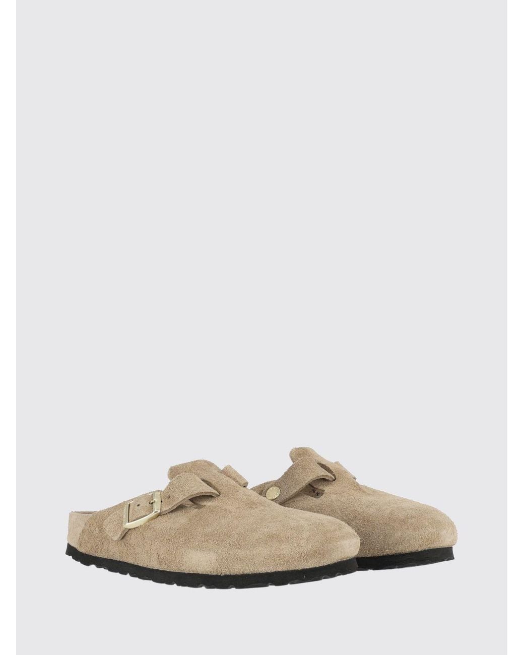 Birkenstock White Boston Suede Mules With Adjustable Strap