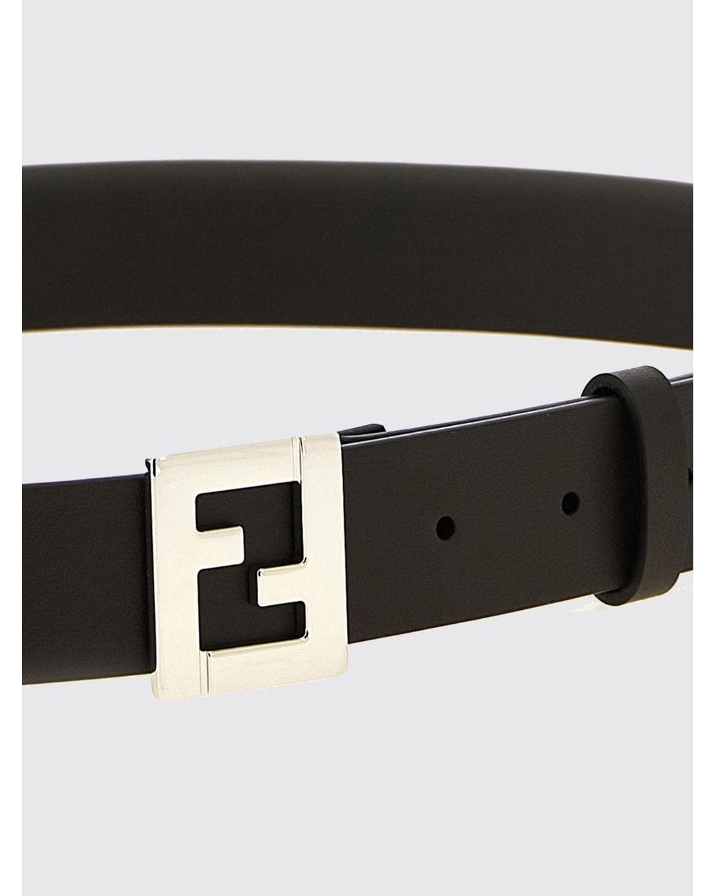 Fendi White And Leather Belt With Ff Monogram Metal Buckle for men