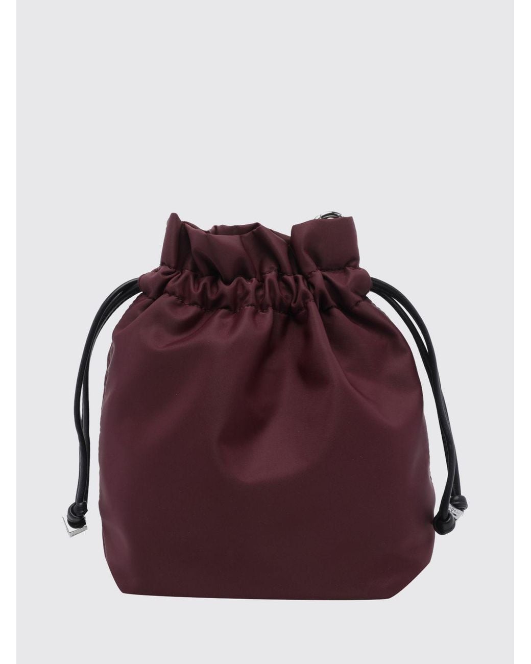 Ganni Red Mini Nylon Drawstring Bag With Logo Patch