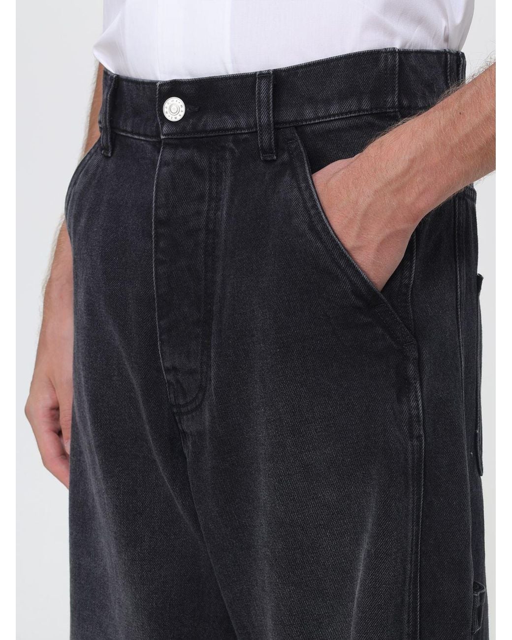 Marni Blue Mid-Rise Wide-Leg Cotton Denim Jeans With Button Fastening for men