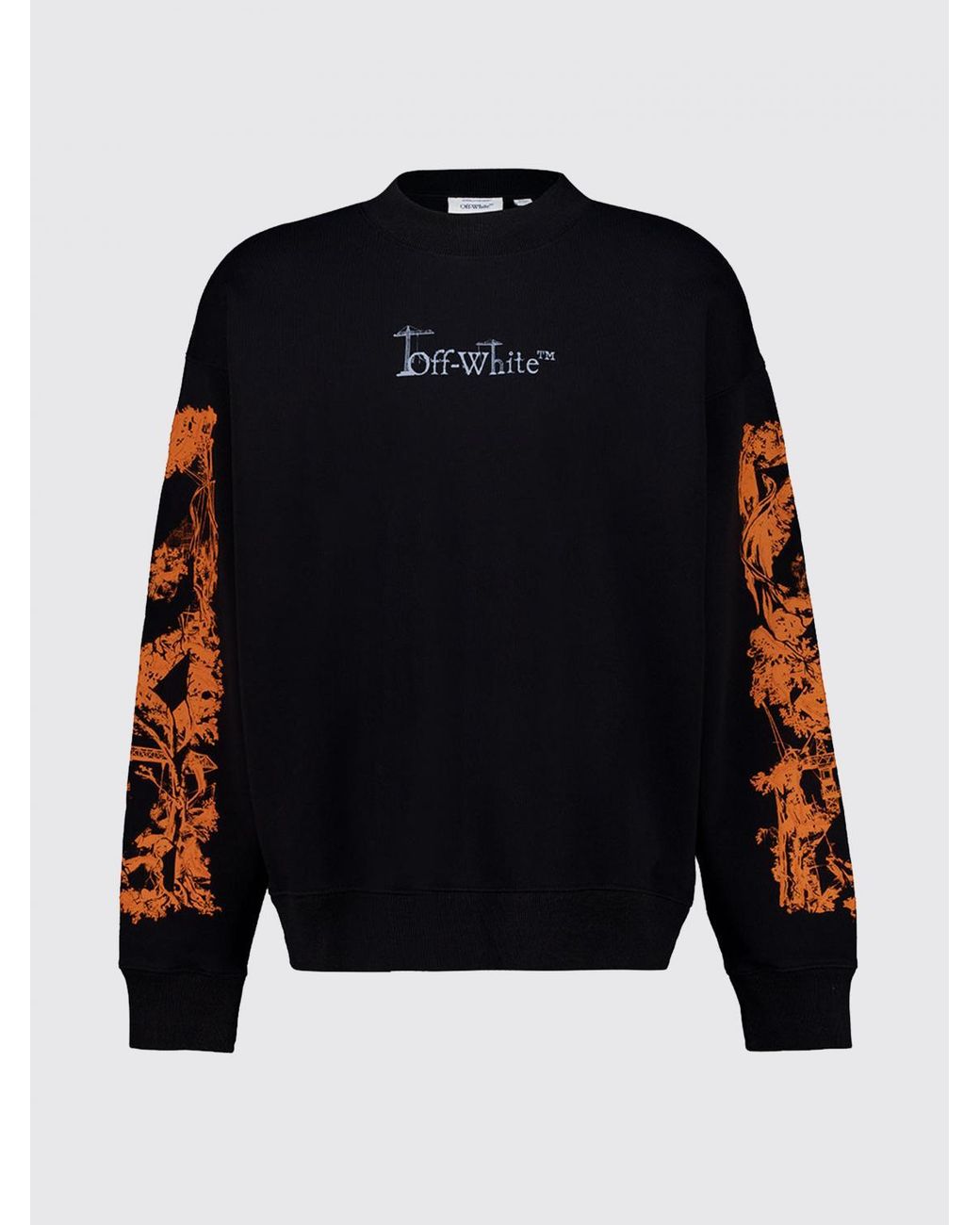 Off-White c/o Virgil Abloh Black Crewneck Cotton Sweatshirt With Rear Arrow Logo And Dropped Shoulders for men