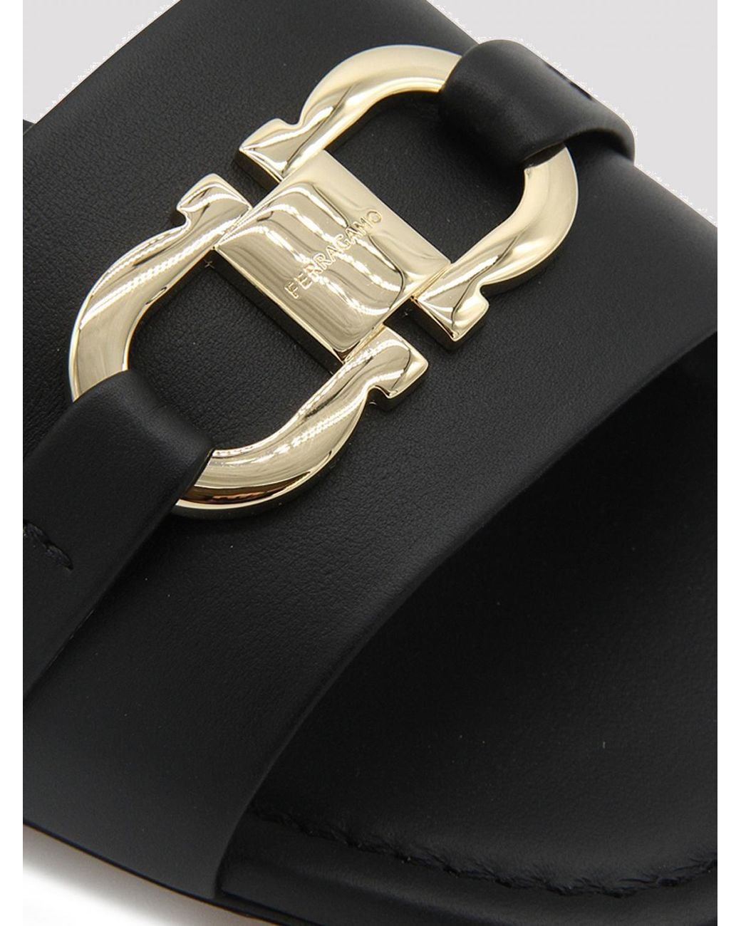 Ferragamo Black Flat Sandals