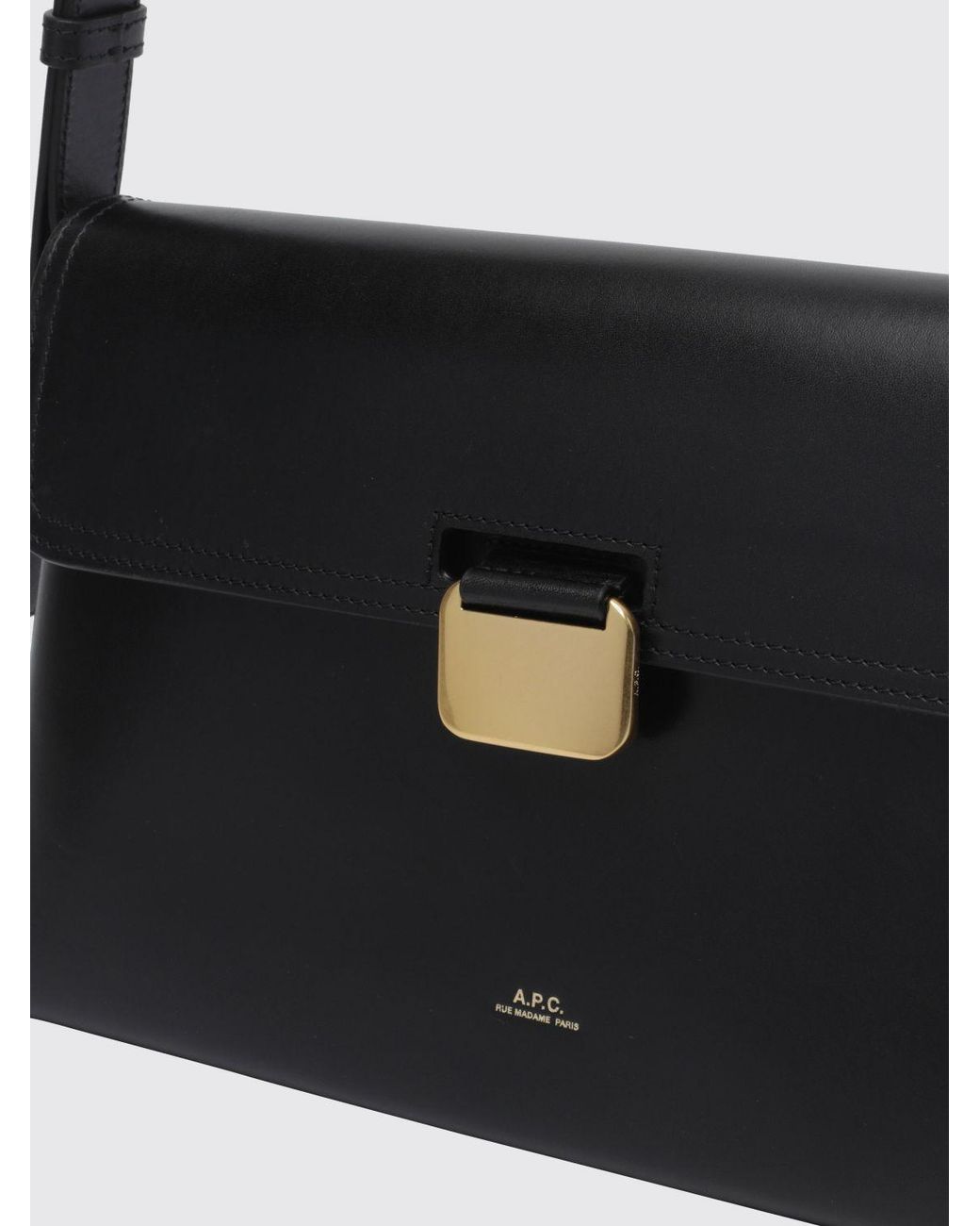 A.P.C. White Simone Calf Leather Shoulder Bag With Snap Closure