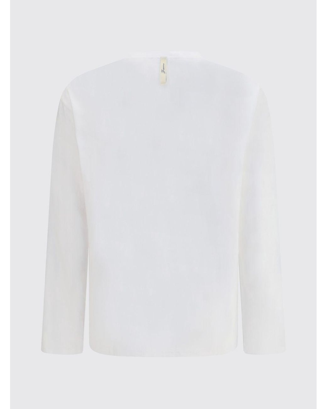Jacquemus White Long-Sleeved Organic Cotton And Hemp T-Shirt With Logo Print for men
