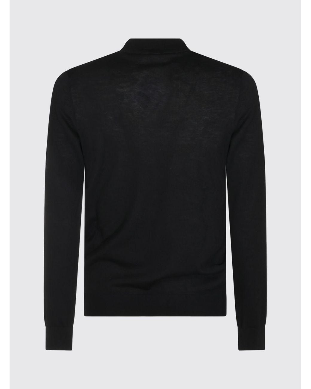 Lisa Yang Blue Long-Sleeved Pure Cashmere Knit Polo With Ribbed Collar for men