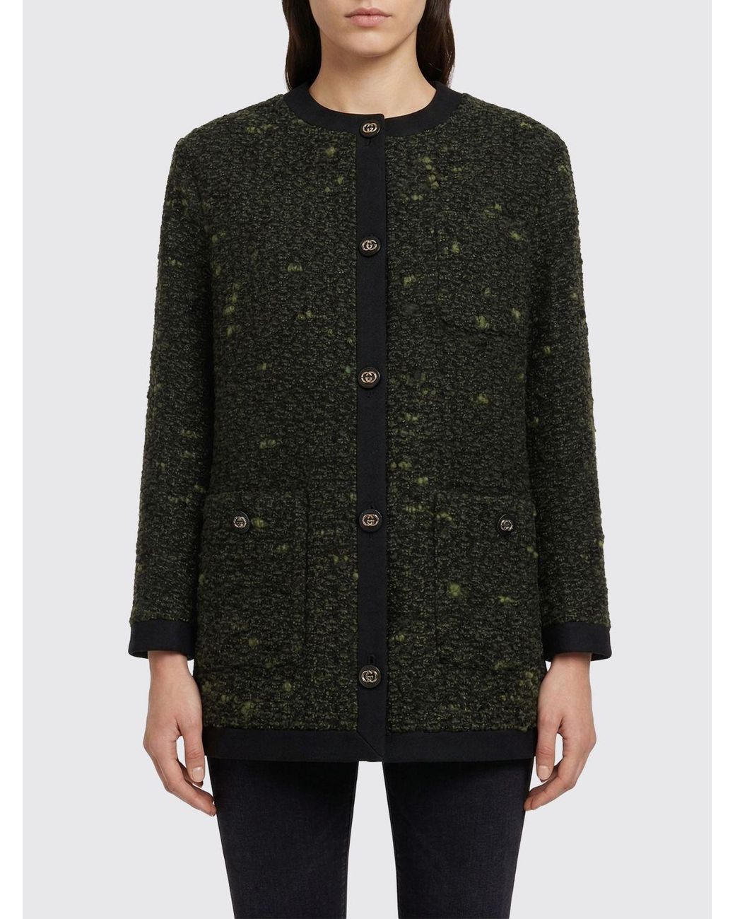 Gucci Black Boucle Wool Cardigan